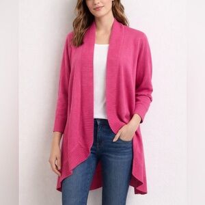 Eileen Fisher 100% Fine gauge Linen Cardigan Sweater Open Front Pink size S